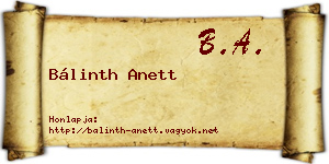 Bálinth Anett névjegykártya