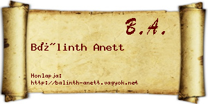 Bálinth Anett névjegykártya