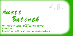 anett balinth business card